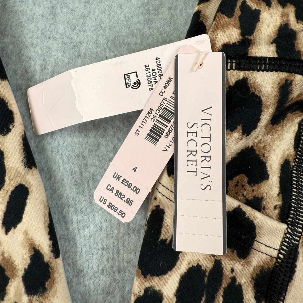 Victoria's Secret Incredible Essential Legging Leopard Print Size 4 Long Pockets - Picture 4 of 11